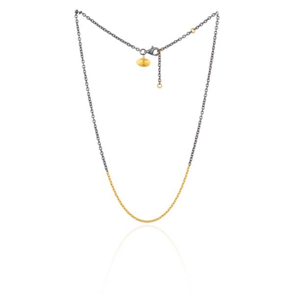GOLD OXIDIZED SILVER ADJ 60G CHAIN 18" - Image 2