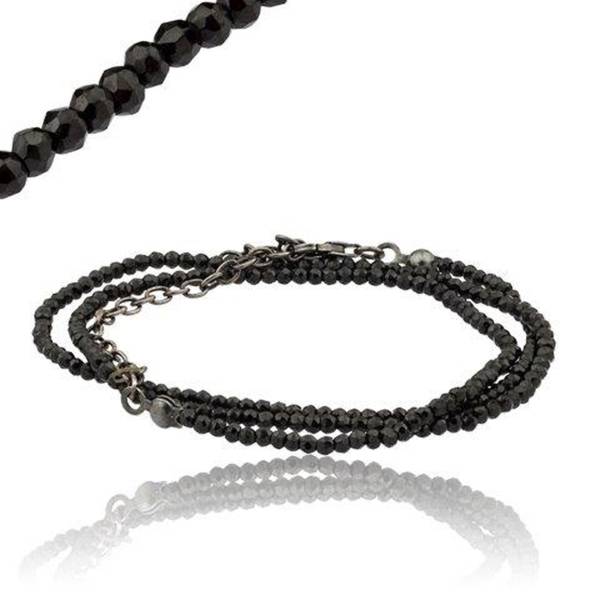 BLACK SPINEL BEAD NECKLACE 24"