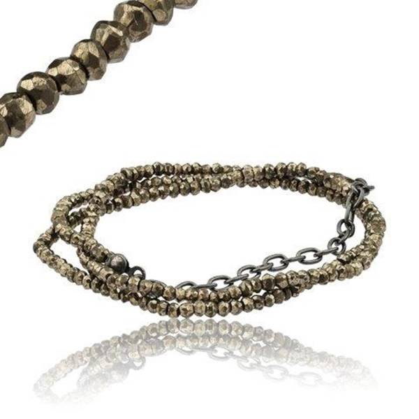PYRITE BEAD NECKLACE 34-36"