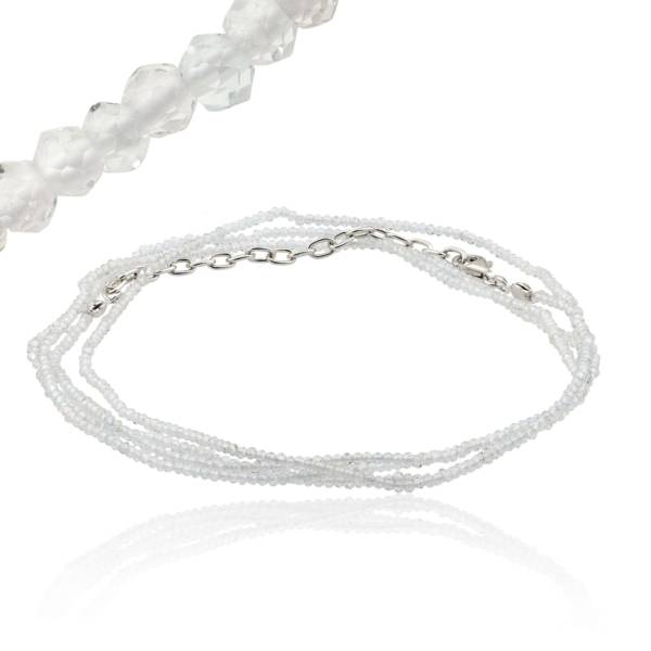 WHITE TOPAZ BEAD NECKLACE 36-38"