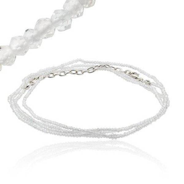 WHITE TOPAZ BEAD NECKLACE 16-18"