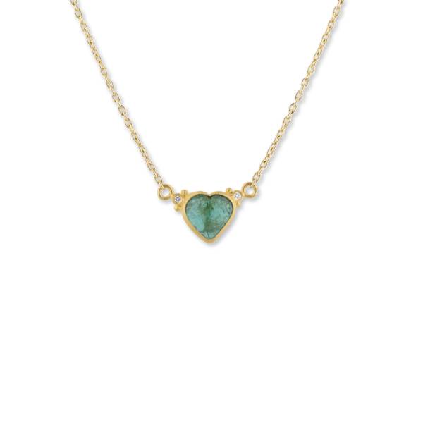 SLOANE LOVE NECK (LG 9MM HEART EMERALD) - Image 2
