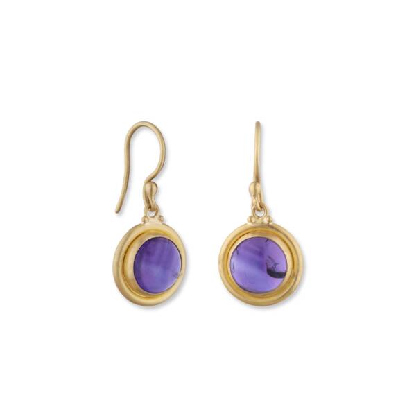 JELLYBONBON ROUND AMETHYST EARRINGS