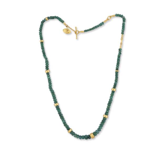 SARAH RUSTIC FACETED EMERALD BEAD NECKLACE - Image 2