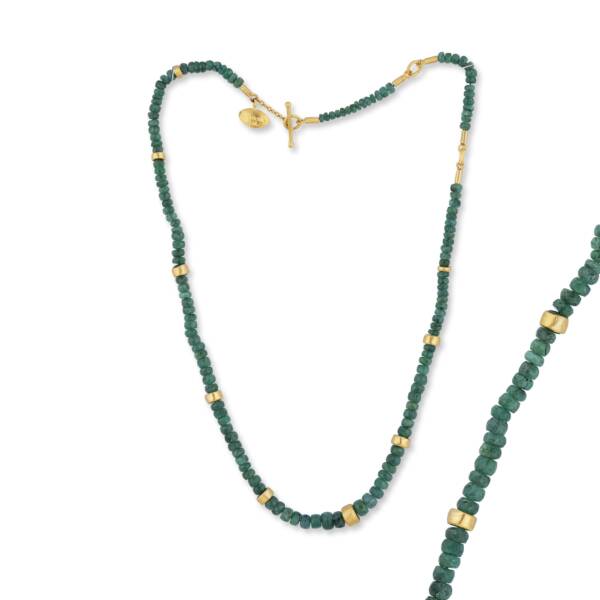 SARAH RUSTIC FACETED EMERALD BEAD NECKLACE