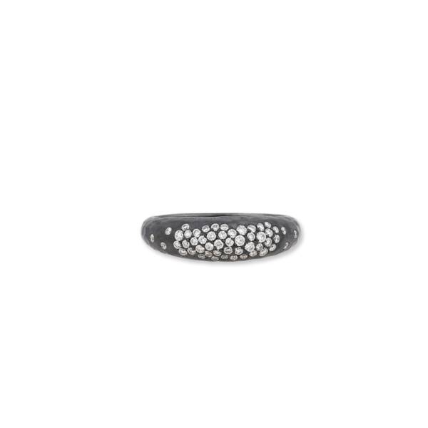 BOOGIE LINE OXIDIZED SILVER RING W/DIA - Image 2