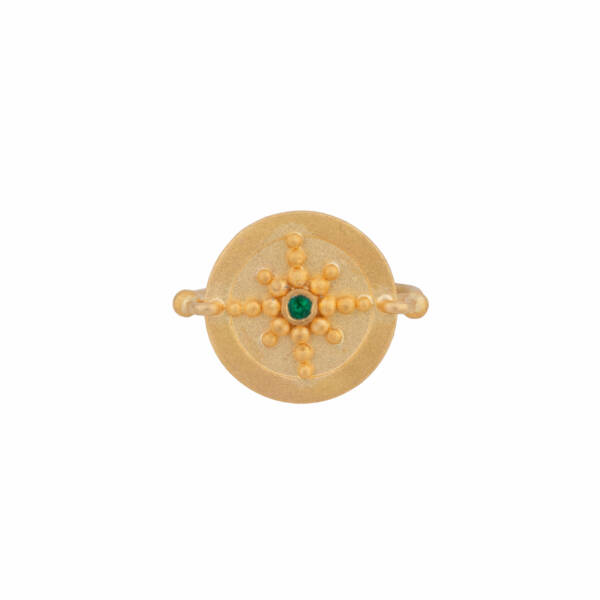 MEDALLION COMPASS RING, EMERALD - Image 2