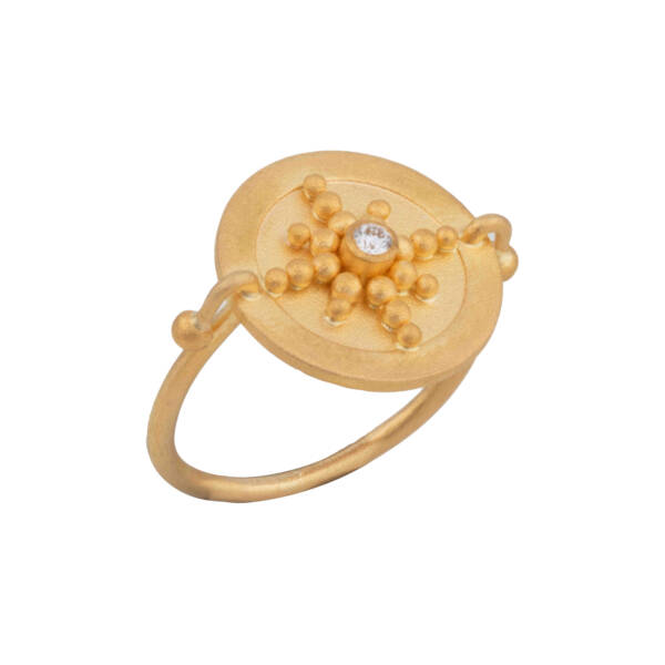 MEDALLION COMPASS RING, DIAMOND