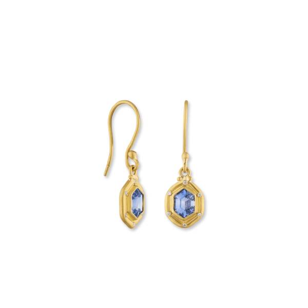 SUN CORNFLOWER SAPPHIRE EARRINGS