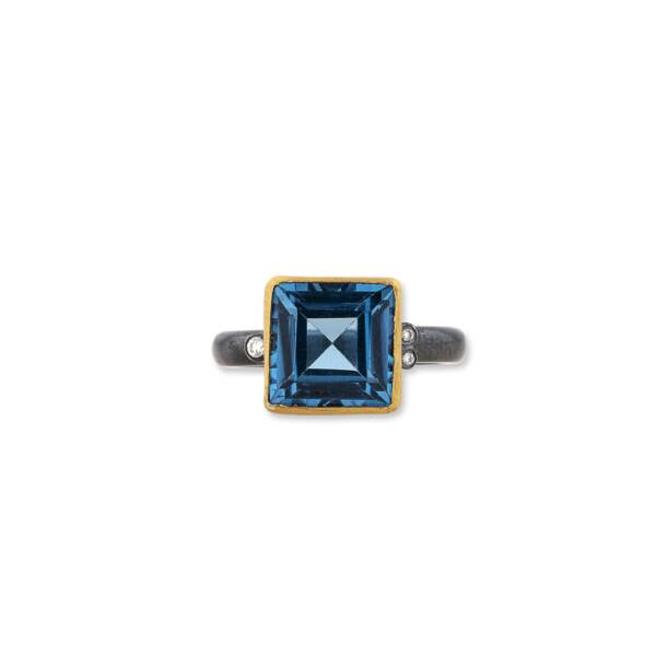 THAMES LONDON BLUE TOPAZ RING W/DIAMOND - Image 2