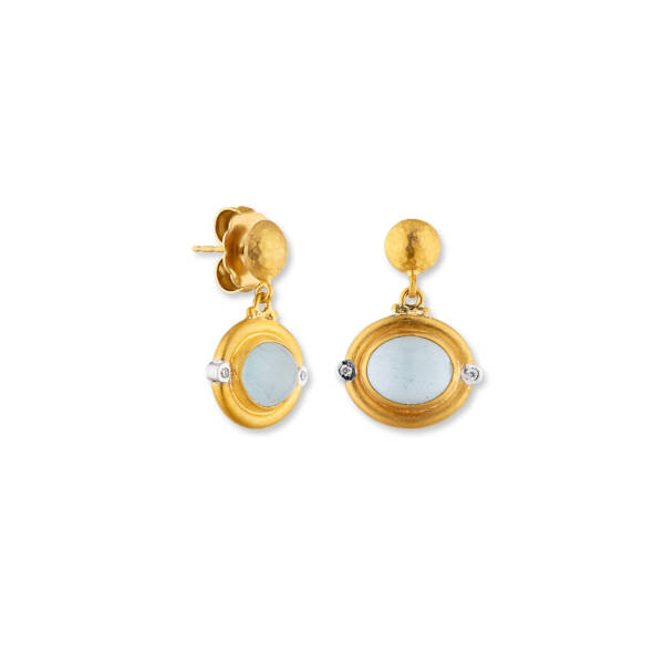 SKY OVAL AQUAMARINE EARRINGS