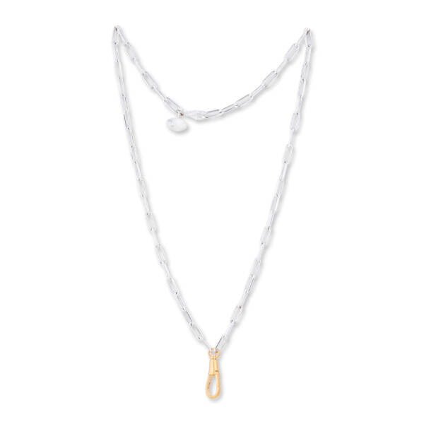 SILVER CLIPSKI 18" CLIP CHAIN+GOLD CLASP