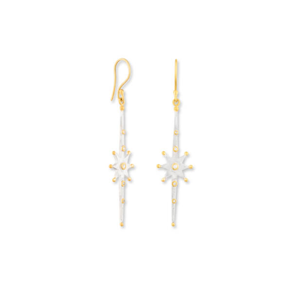 STARBURST ELONGATED EARRINGS W/DIAMONDS