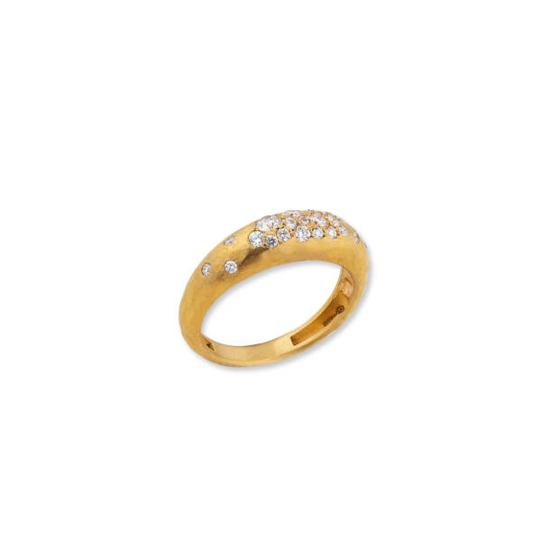 BOOGIE LINE ALL GOLD RING, DIAMONDS