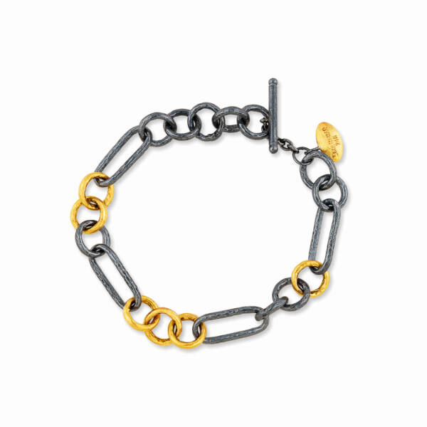CASEY BRACELET 7.5" GOLD AND OX SILVER