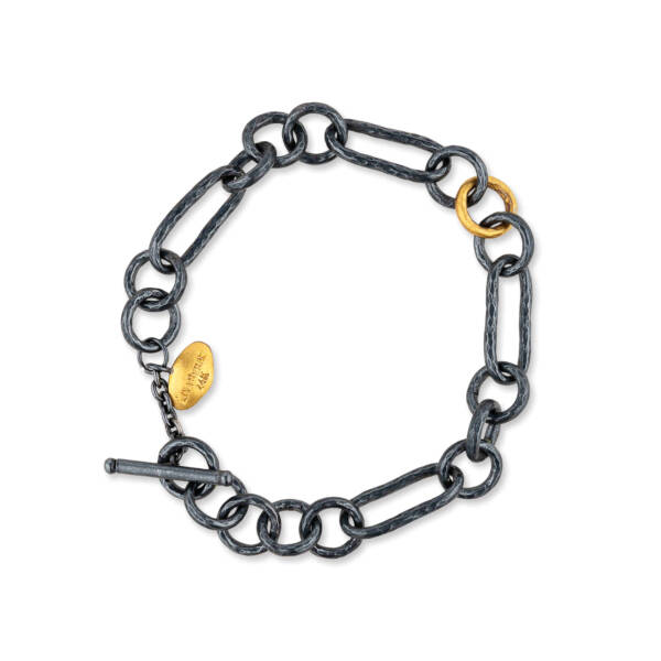 CASEY BRACELET 1 GOLD LINK OXIDIZED