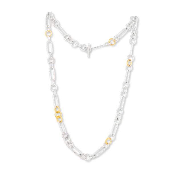 CASEY NECKLACE 22" 22K GOLD & SILVER