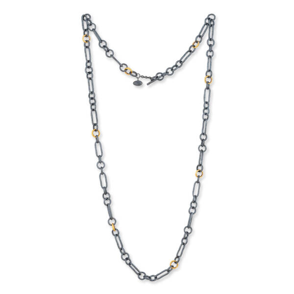 CASEY NECKLACE 33" GOLD AND OX SILVER