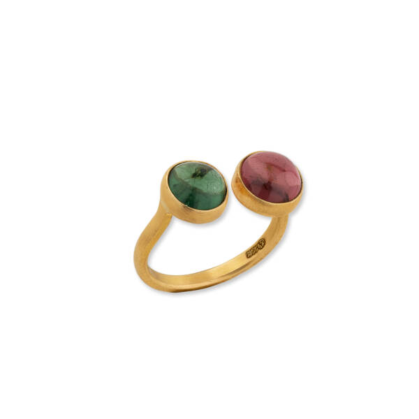 JELLYBONBON TOI ET MOI GREEN PINK TOURMALINE RING