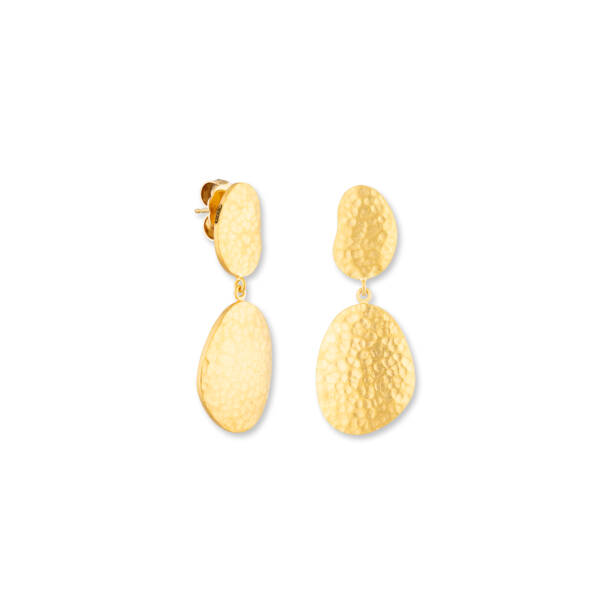 HAMMERED DOUBLE DROP EARRINGS