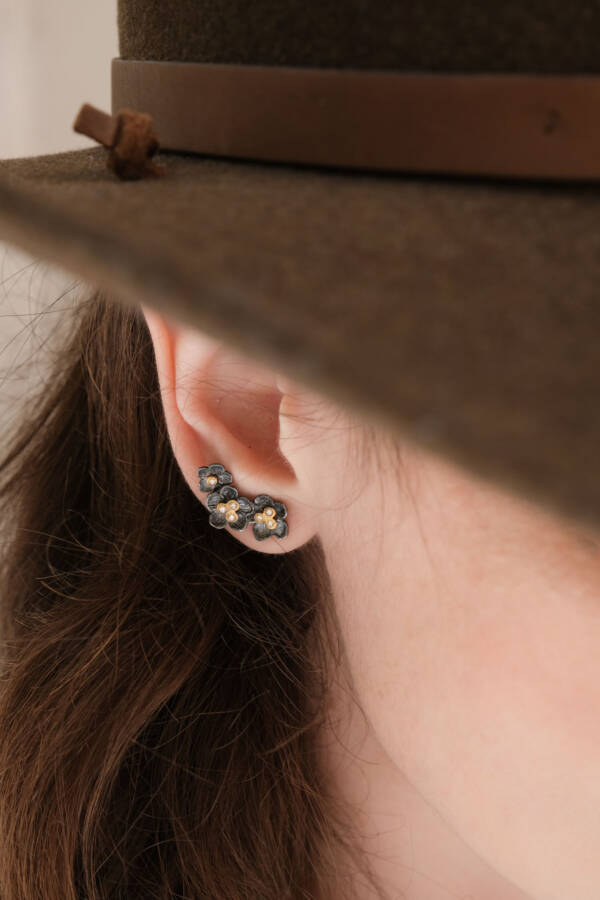 BUTTERCUP GOLD& OXIDIZED DIAMOND EARCLIMBERS - Image 2