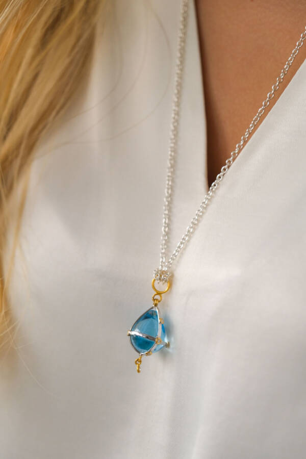 CAGED BLUE TOPAZ PENDANT - Image 3