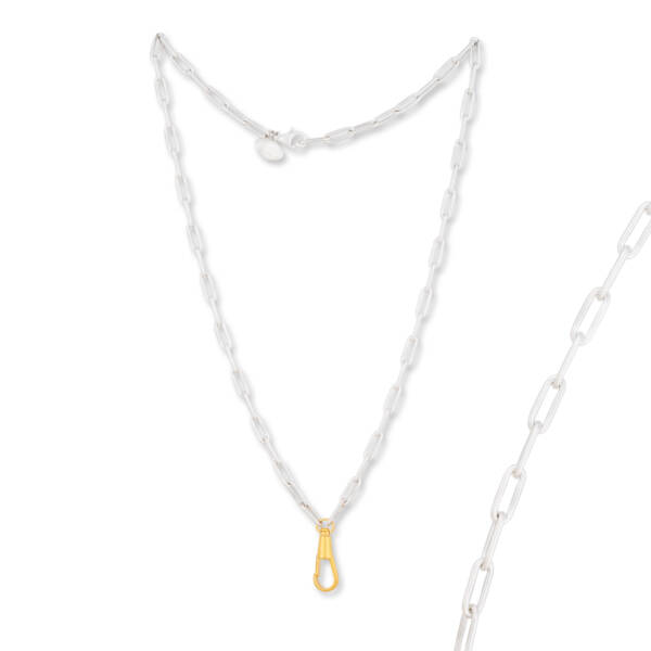 MATTE SILVER CLIPSKI 18" CLIP CHAIN+GOLD CLASP
