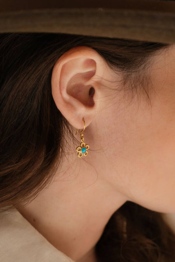 FLOWER POWER CUSHION SB TURQUOISE EARRINGS - Image 2