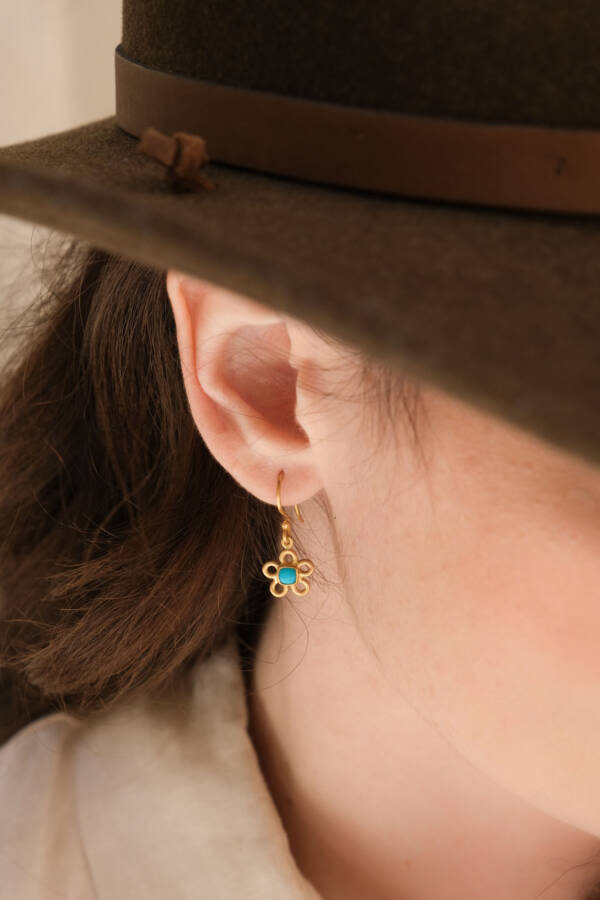 FLOWER POWER CUSHION SB TURQUOISE EARRINGS - Image 3