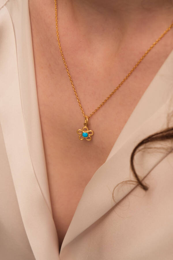 FLOWER POWER CUSHION SB TURQUOISE PENDANT - Image 2