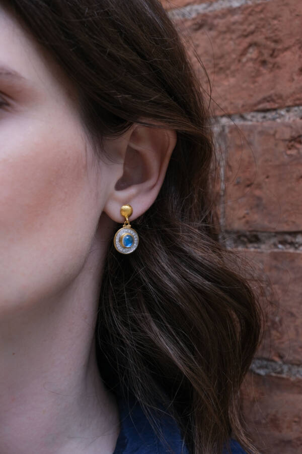 ORBIT ROUND MOONSTONE EARRINGS - Image 2