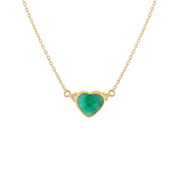 SLOANE LOVE NECK (LG 9MM HEART EMERALD)