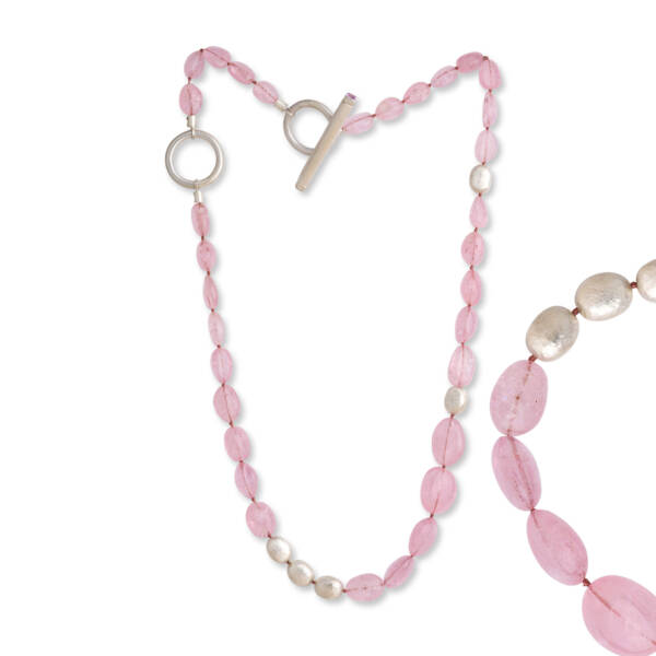 ANGIE TUMBLED MORGANITE NECKLACE