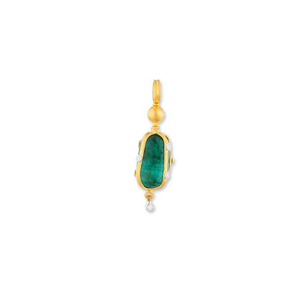 CAGED ROTATING EMERALD PENDANT