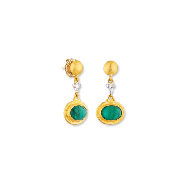 SLOANE OVAL EMERALD EARRINGS W/DIA