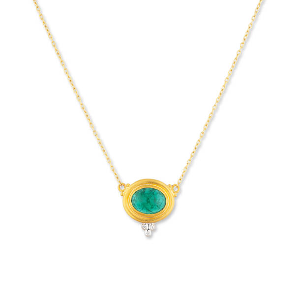 SLOANE OVAL EMERALD NECKLACE W/DIA