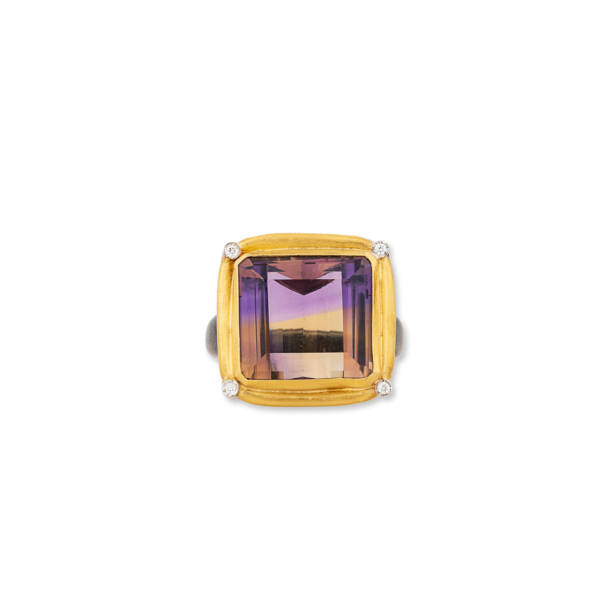 SQUARE DANCE FACETED AMETRINE RING - Image 2
