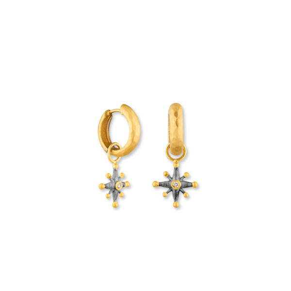 STARBURST SMALL EAR CHARMS W/DIAMONDS