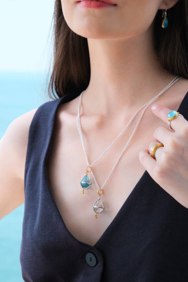 CAGED BLUE TOPAZ PENDANT - Image 2