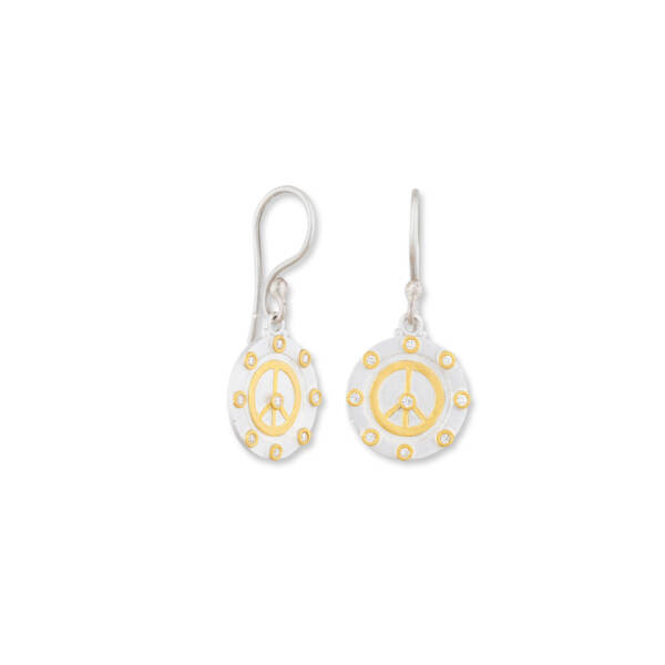 MEDALLION PEACE DANGLE EARRINGS