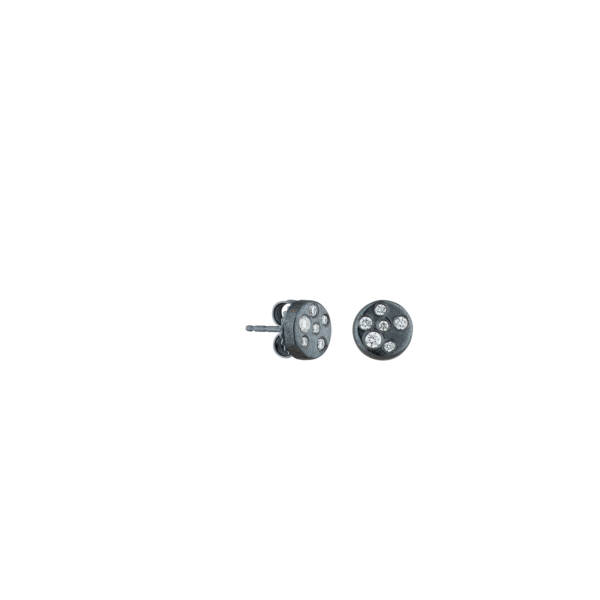 DORA 5MM OXIDIZED SILVER STUDS W/DIA