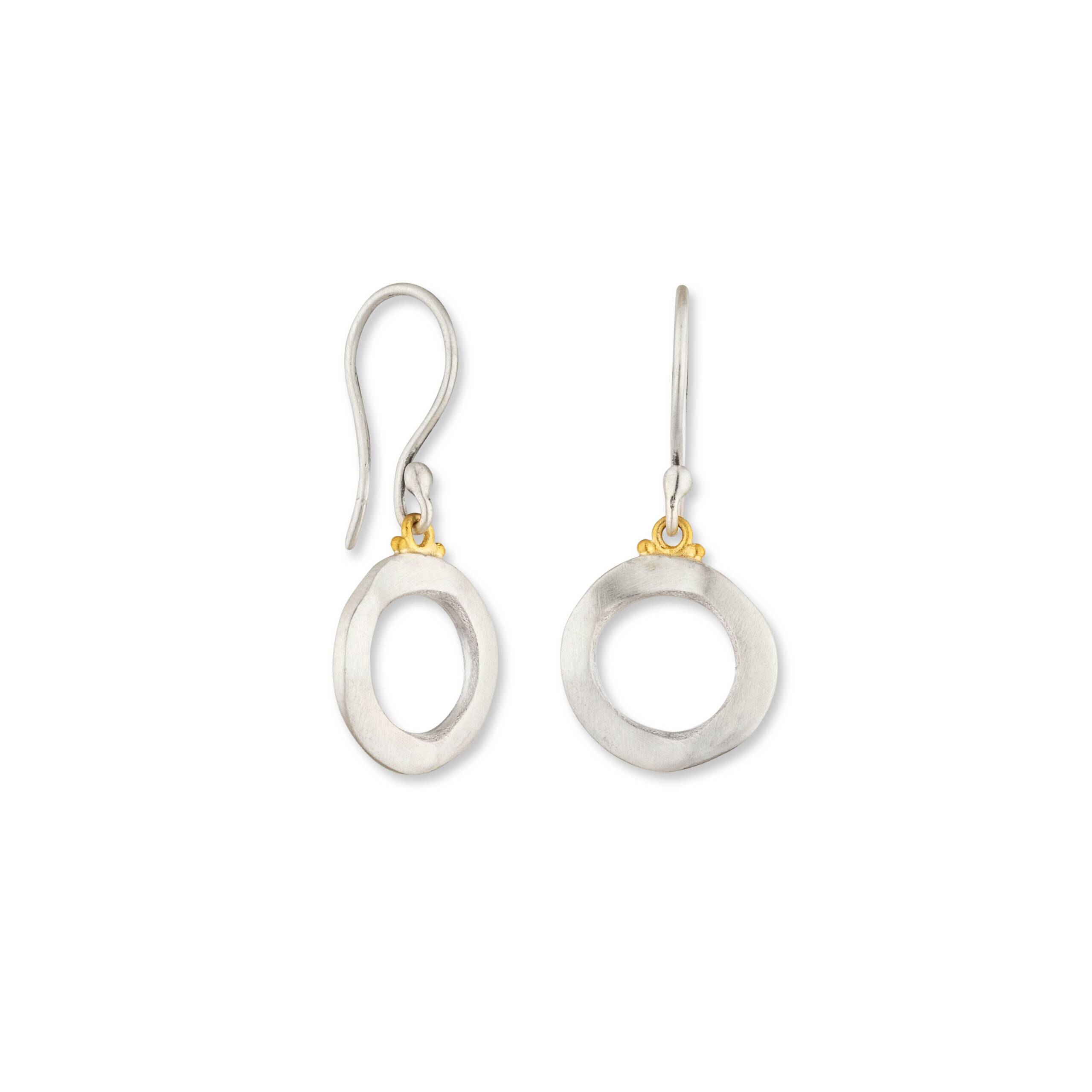ORION 15MM SILVER EARRINGS+TOUCH OF GOLD
