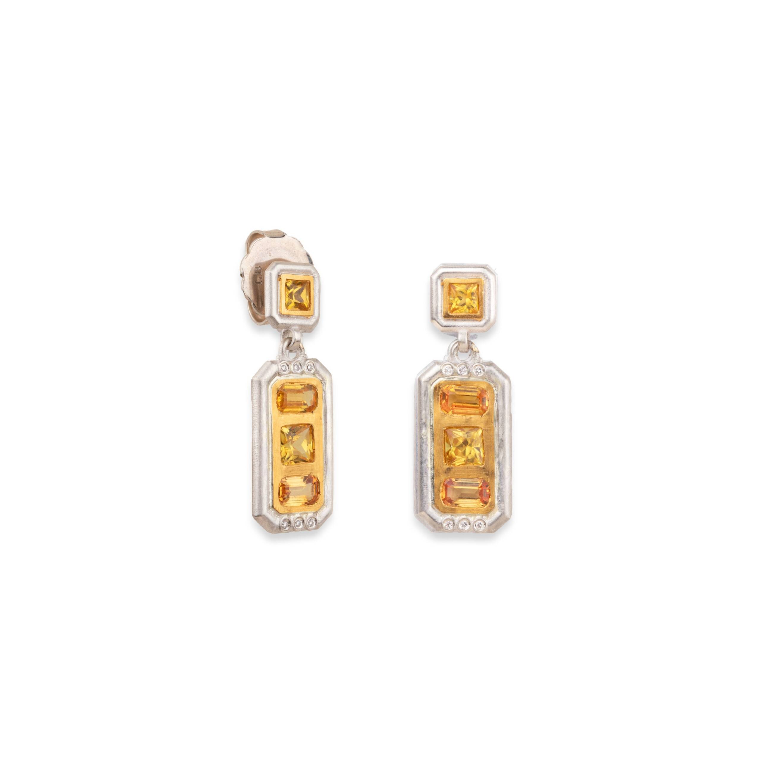 YELLOW SAPPHIRE DECO EARRINGS